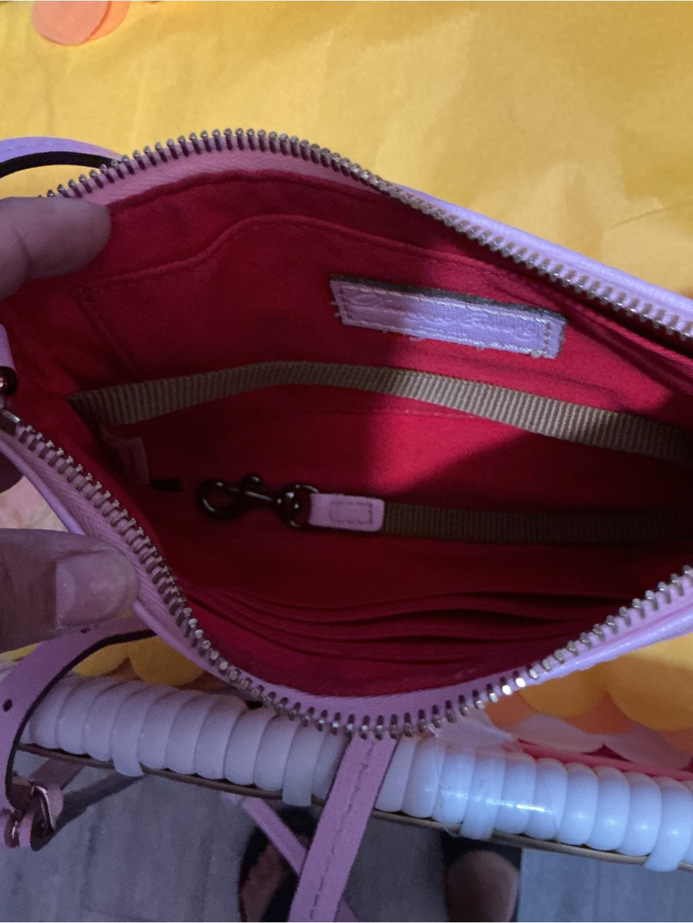 Dooney & Bourke Pink Crossbody Bag with Gold Charm Chain - Picture 5 of 5